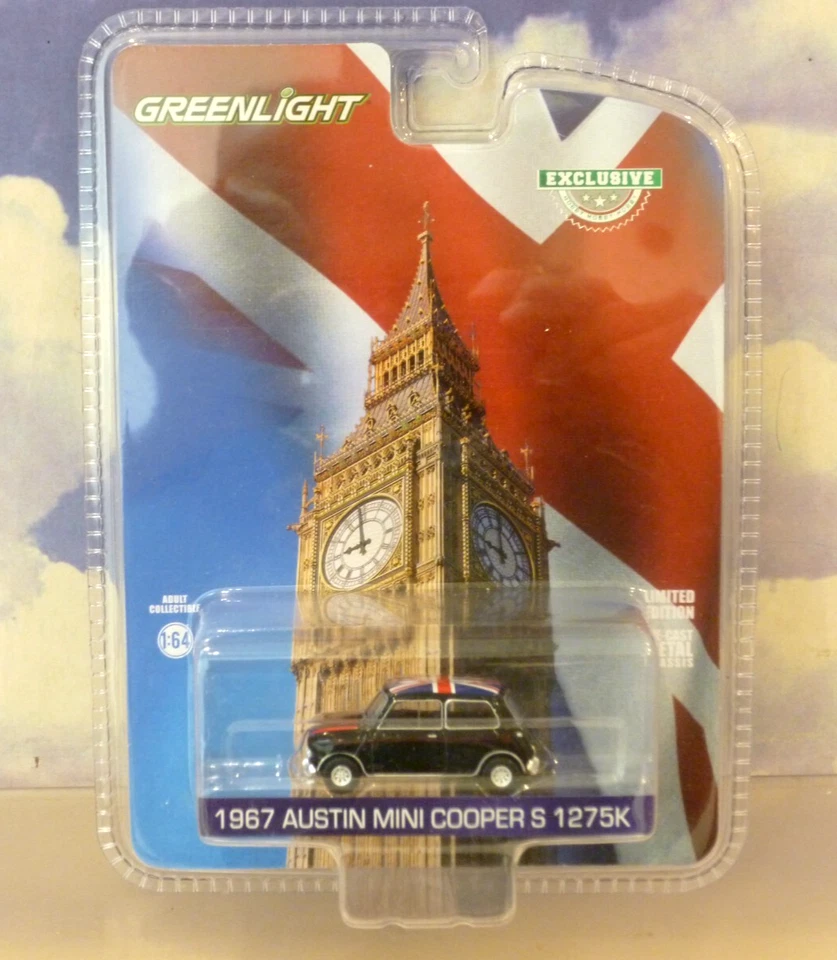 SET OF 3 1/64 GREENLIGHT DIECAST 1967 AUSTIN MINI COOPER S 1275 PINK/GREEN/BLACK - Image 4 of 4