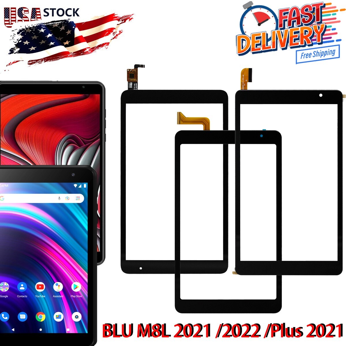 NUOVO Digitalizzatore Touch Screen 8" Ricambio Vetro Per BLU M8L