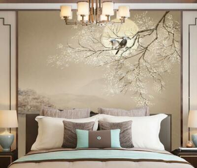 3D Flower Branch Bird 12759NA Wallpaper Wall Mural Removable Self-adhesive Fay