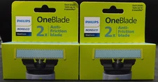 2 Pk Philips Norelco OneBlade Anti-Friction Replacement Heads 4 Heads Total New
