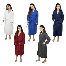 Ladies Shawl Collar Long Sleeve Bathrobe Women's Terry Cloth Kimono Collar Robe