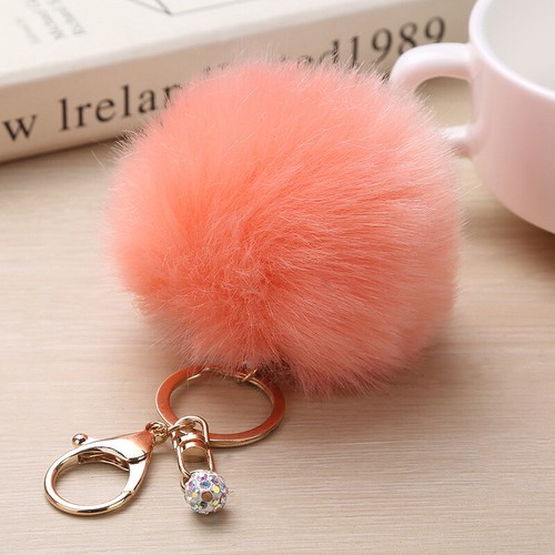Faux Fur Fluffy Ball Keychain Hairball Pompom Keyrings Bag Hanging Pendant - Picture 19 of 40