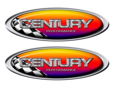 Two Oval Racing Century Boat Stickers - 10''x3.25'' each