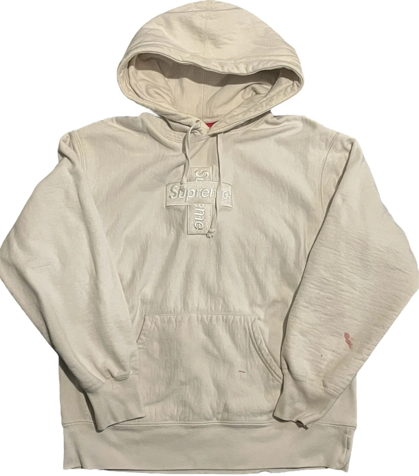 Sweat à capuche Supreme Cross Box logo crème taille S homme