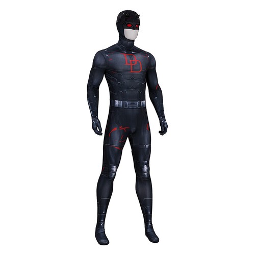 Superhero Black Daredevil 2 Jumpsuit Carnival Bodysuit Halloween Cosplay - Picture 3 of 24