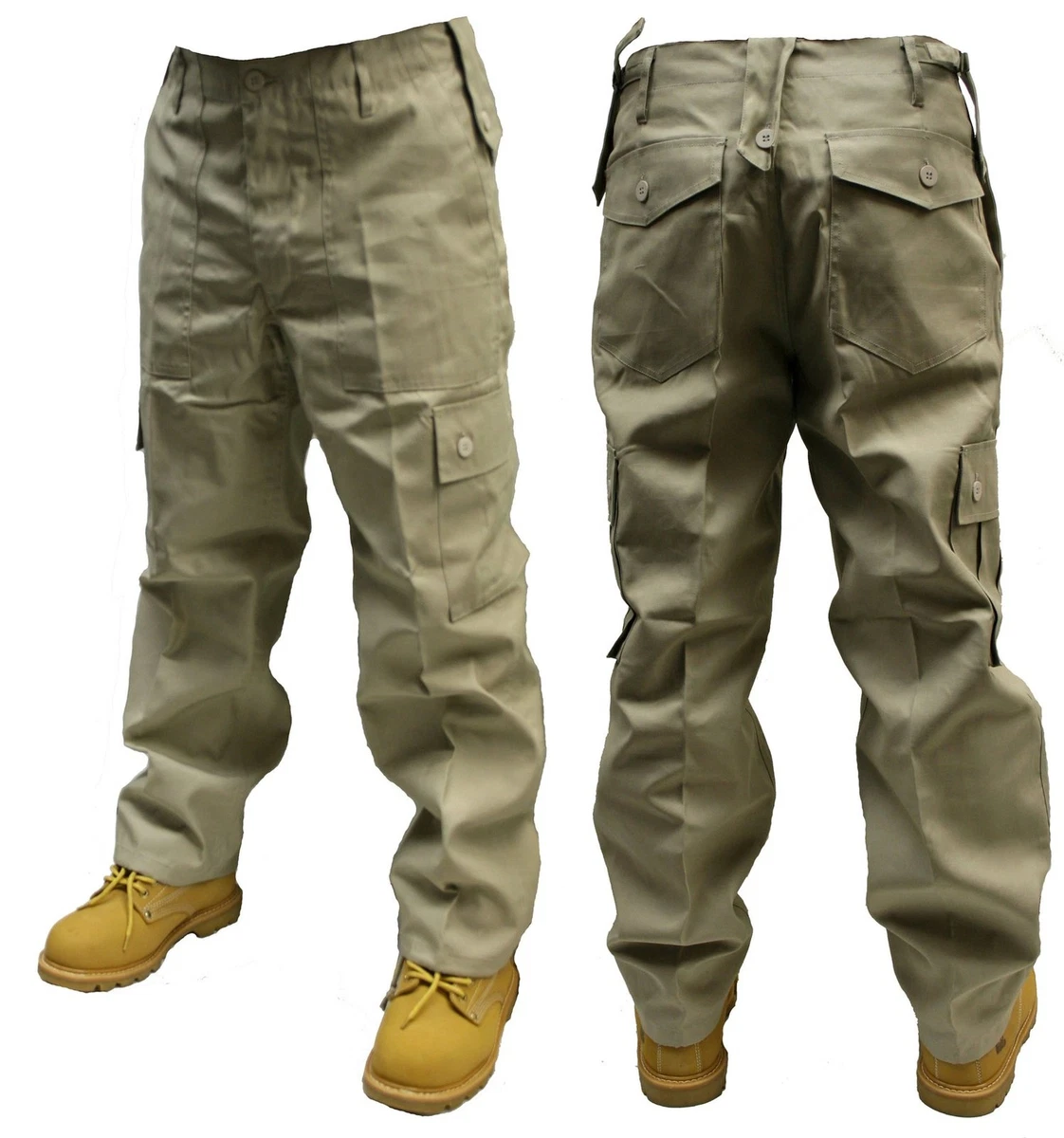 42 INCH WAIST BEIGE CREAM ARMY CARGO COMBAT TROUSERS PANTS