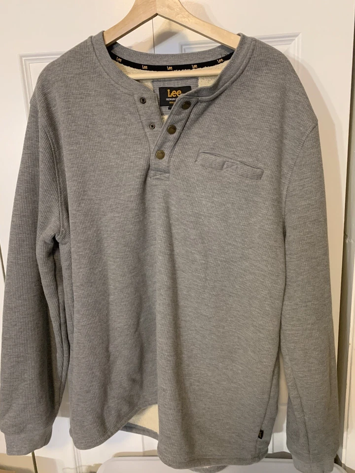 Рубашка Lee Premium Select Regular Fit серая шерпа с подкладкой Thermal Henley мужская размер XL - Изображение 4 из 4