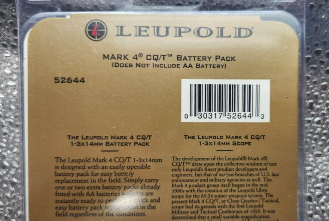 Pre Owned: Leupold Mark 4 CQT 1-3x14MM Battery Pack 52644 | eBay Pre Owned: Leupold Mark 4 CQT 1-3x14MM Battery Pack 52644 | eBay