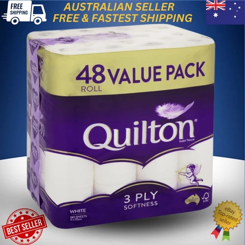 180 48x Quilton Toilet Paper Tissue Rolls 3-Ply Sheets Free postage Best Price