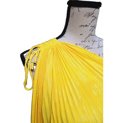 banana republic pleated one shoulder dress NWT* BANANA REPUBLIC Bright Yellow Pleated One Shoulder Dress Size S