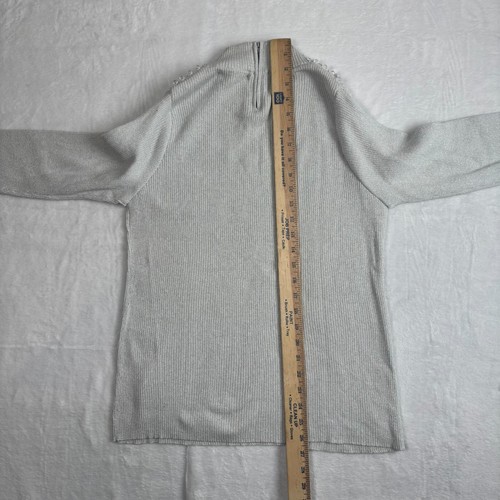 Lauren Michelle Gray Metallic Thread Embellished Beaded Sweater Womens XL - Picture 8 of 10