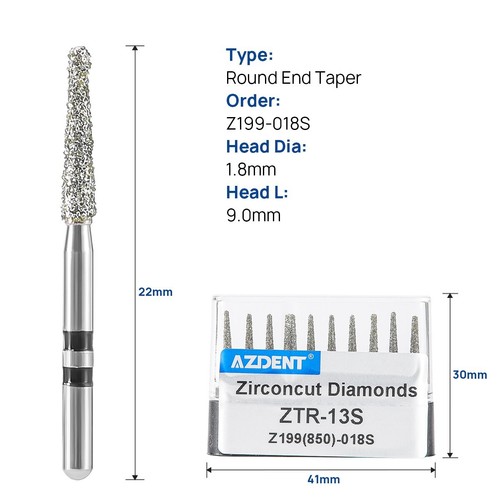 Dental High Speed FG Diamond Burs Cutting Zirconia Ceramic Friction Grip 1.6mm - Picture 76 of 124