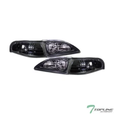 Topline For 1994-1998 Ford Mustang Blk Housing Headlights Signal Corner Lamps k2