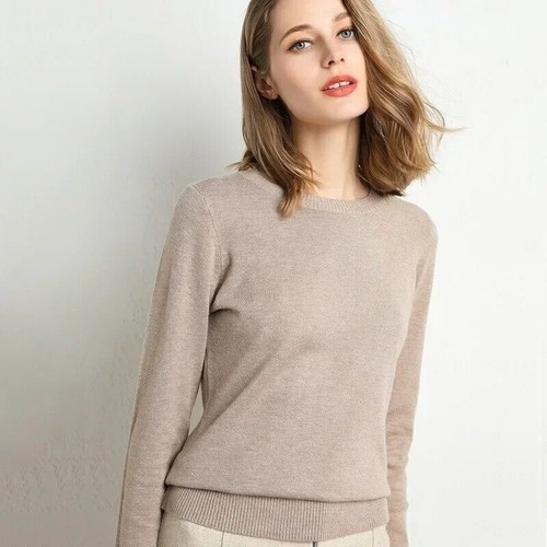 Mujeres Suéter Damas Tejido Pullover Delgado Cuello Redondo Suéter Sólido - Imagen 8 de 32