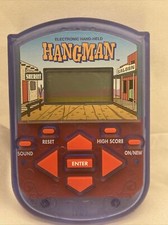 Vintage 1995 Milton Bradley MB Hangman Handheld Electronic Game Transparent Blue