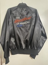 VINTAGE CHEVROLET THE HEARTBEAT OF AMERICA NYLON SNAP BOMBER JACKET SIZE MED