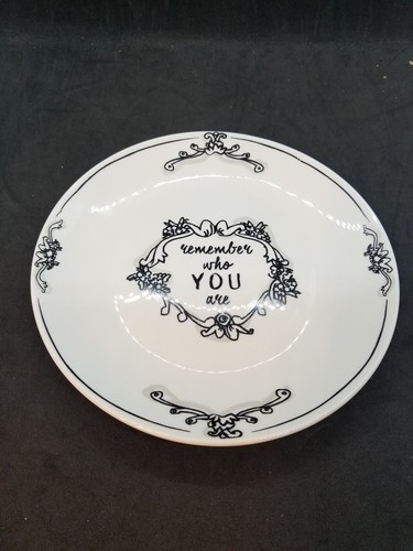 Katie Mandy Plate Remember Who You Are Inspirational Ceramic Black and White - Picture 4 of 8