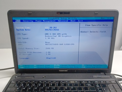 Toshiba Satellite C655D-S5518 Laptop AMD E-200 2GB No HD - Afbeelding 2 van 6