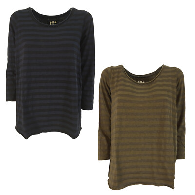 LABO.ART women's crew neck tone striped t-shirt art UOVO LICO MADE IN ITALY