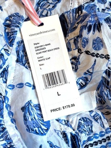 New $178 Vineyard Vines Scarf Print V-Neck Beach Dress Women's Large - Picture 8 of 8