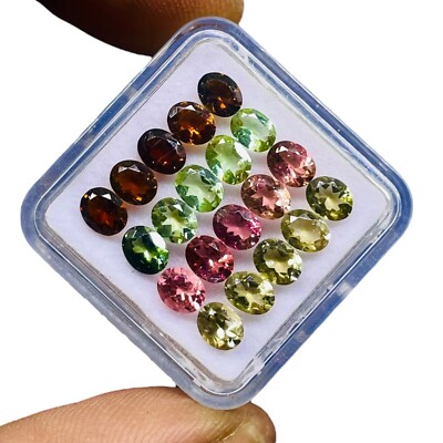 Selene Gems VVS 20 Stk Natürliche Multi Turmalin Oval 5x4 mm Lose Edelsteine