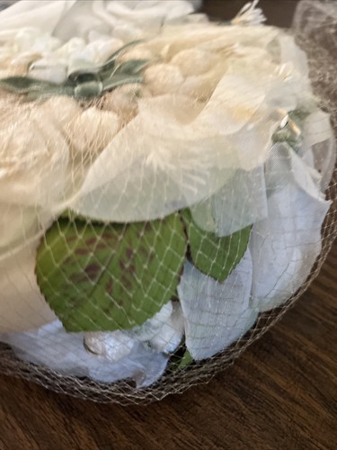Vintage Women’s Dress Church Hat Easter Floral Veil Netting White - Picture 12 of 15