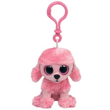 TY Beanie Boos - PRINCESS the Pink Poodle Dog (Solid Eye Color) (Key Clip - 3 in