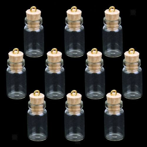 Set of 10 Mini Glass Bottle DIY Wishing Wish Glü Glass Vial With Cork - Afbeelding 1 van 8