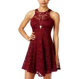 size S Wine Red Stretch Lace Short 