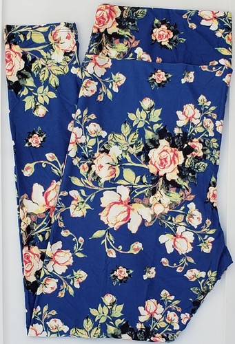 TC2 LuLaRoe Tall & Curvy2 Leggings süße Rosen Blumen auf blau Neu mit Etikett U25 - Bild 4 von 6