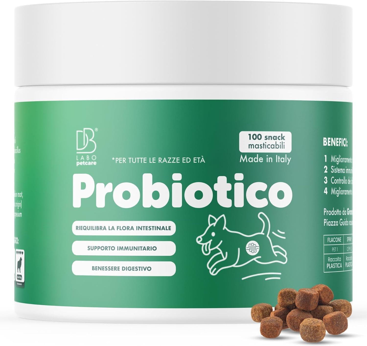 Probiotico Cane DB Labo 100 Snack - Stop Prurito e Diarrea Ora! - 1