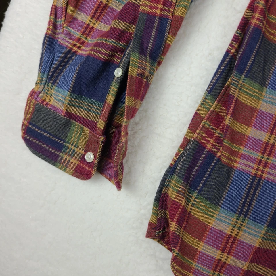 Camisa Polo Ralph Lauren Franela Hombres XL Azul Verde Rojo Amarillo A Cuadros Abotonada De Colección Foto 2 de 4