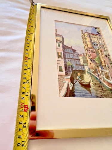 Pair Original Watercolor Venice Paintings Framed Matted Gondola Canal Italy - Picture 6 of 9