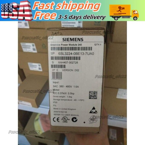 New Siemens G120 PM 240 Power Module 6SL3224-0BE13-7UA0 6SL3 224-0BE13-7UA0