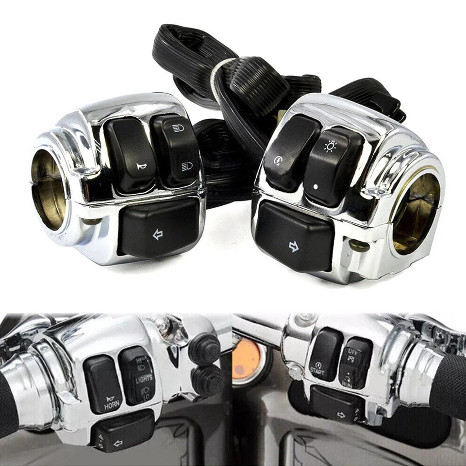 Handlebar Control Switches + Wiring Harness for Harley Sportster Dyna 1996-2012 Foto 2 de 4