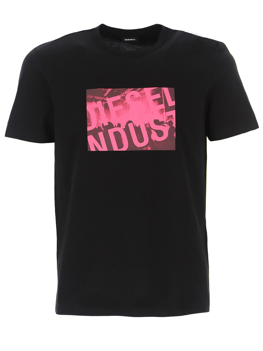 Diesel Mens Crew Round Neck Logo Print T-Shirt Black T-DIEGOS-K16