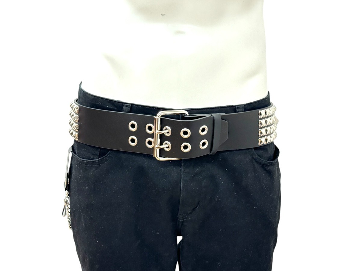 FUNK PLUS 4 Row Studded Bullet Belt RARE 4 Rows Black Pyramid Stud Punk Influenced Belt By Funk Plus main image 4