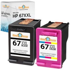 2PK Compatible with HP 67 HP 67XL 67XXL Black Color Ink 6052 6458 6058 6075