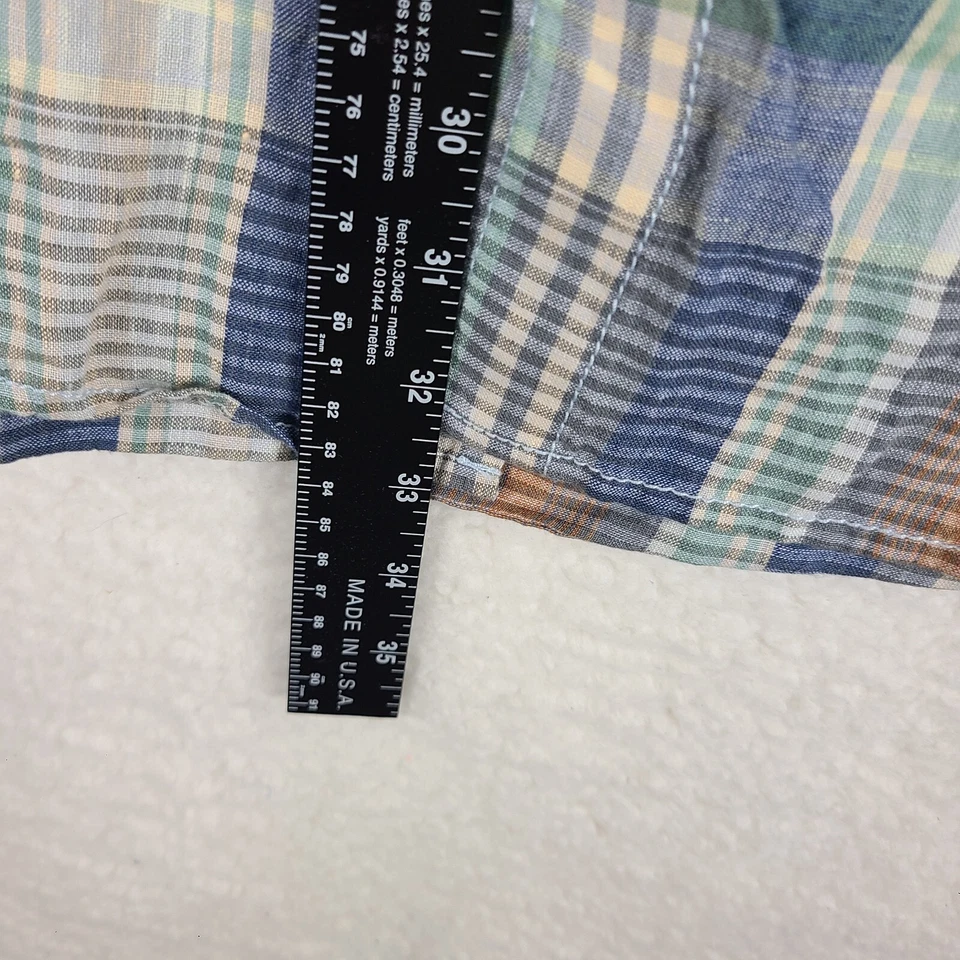 Tommy Bahama Shirt Mens Large Blue Green Orange Plaid Linen Dress Button Up - Image 4 of 4