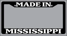 Black License Plate Frame Made in Mississippi Auto Accessory 1003