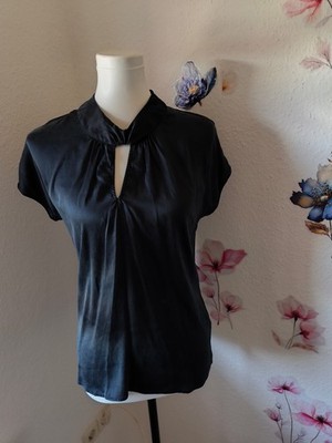 Hallhuber Tunika Bluse 34 Seide  schwarz