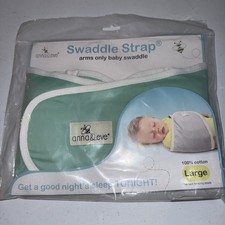 Anna  Eve Adjustable Baby Swaddle Strap 100 Cotton Arms Only Swaddle Teal Lg