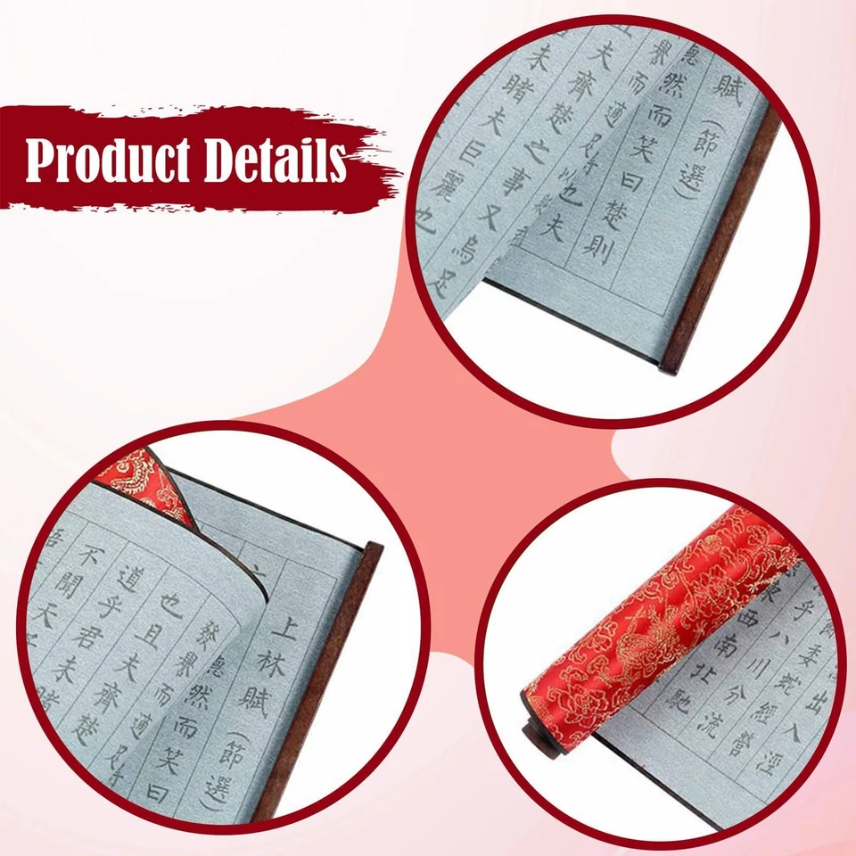 Pincel chino caligrafía libro de copia escritura a mano agua escritura paño rollo Foto 4 de 4