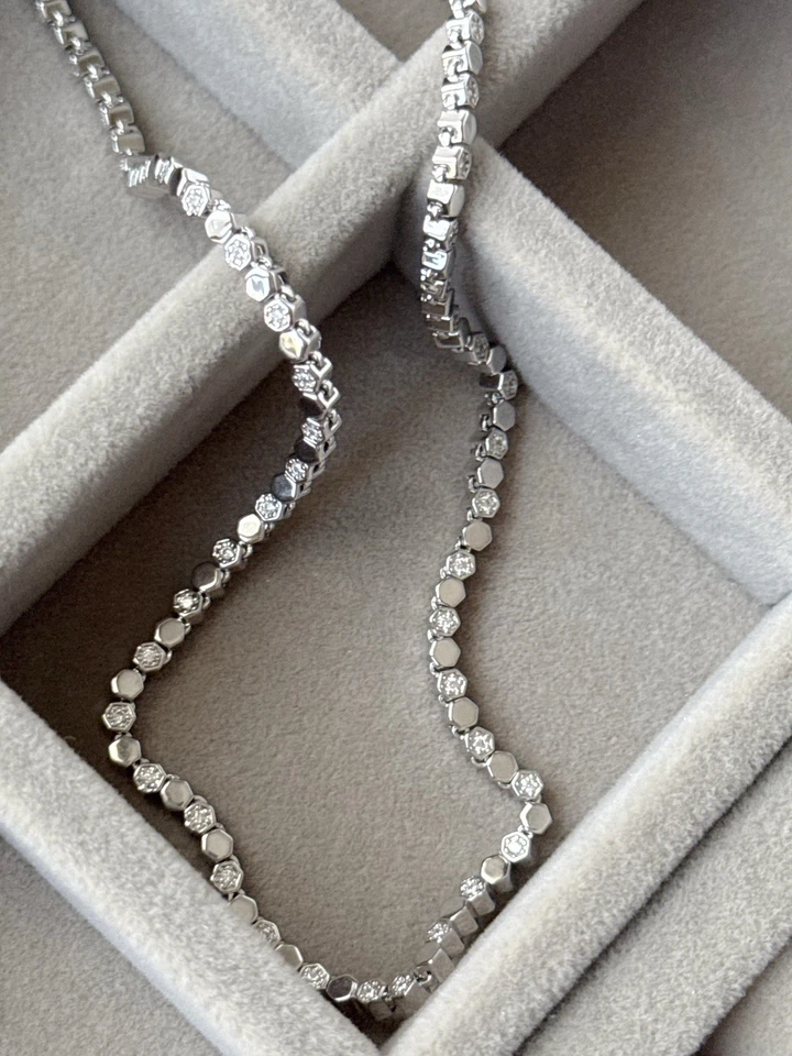 Honeycomb Choker Necklace AAA+ Real Zirconia Platinum Plated Luxury Jewelry - Image 4 of 4