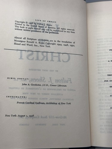 Vintage Life of Christ by Fulton J Sheen (Hardcover, 1958) Book Club Edition - 第 12/13 張圖片
