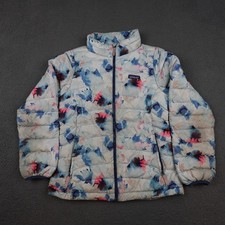 Patagonia Jacket Kids XL 14 Blue Pink Watercolor Puffer Down Sweater Coat Warm