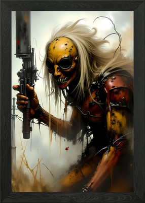 Post-Apocalyptic Warrior with Gun Framed Wall Art Poster Canvas Print Picture