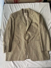 Burberry Blazer Mens 44 Regular Houndstooth 100% Wool Designer Biege