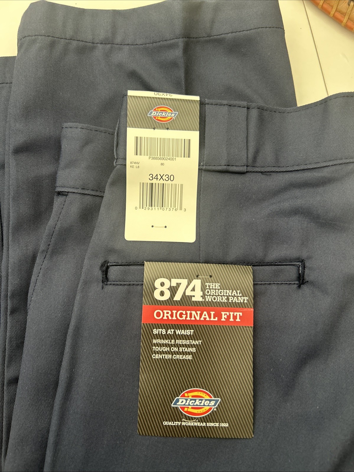 Dickies 874 Flex Pants Mens Original Fit Classic Work Uniform Navy 34 X 34 NWT