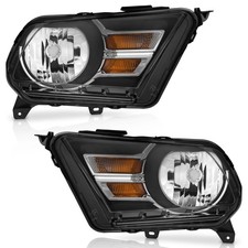 Headlight Assembly for Ford Mustang 2010-2014 Black Housing Amber Reflector